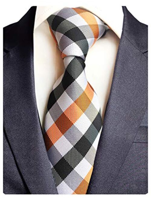 GUSLESON Brand New Striped Paisley Ties Mens Plaid Necktie for Wedding