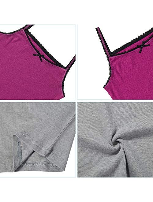 Buyless Fashion Girls Cami Undershirts Cotton Tank with Trim and Strap (4 Pack)