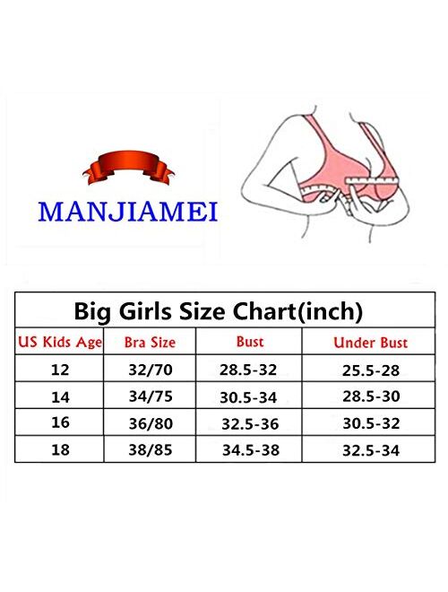 MANJIAMEI Women Teen Girls Thin Cotton Breathable Sports Bra Wire Free Push up Running A-Cup Bra Solid