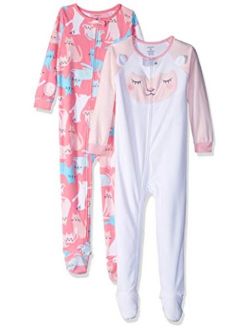 Baby and Toddler Girls' 2-Pack Fleece Footed Pajamas