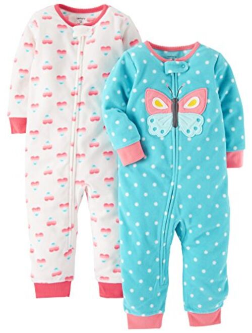 Carter's Girls' Toddler 2-Pack Fleece Footless Pajamas