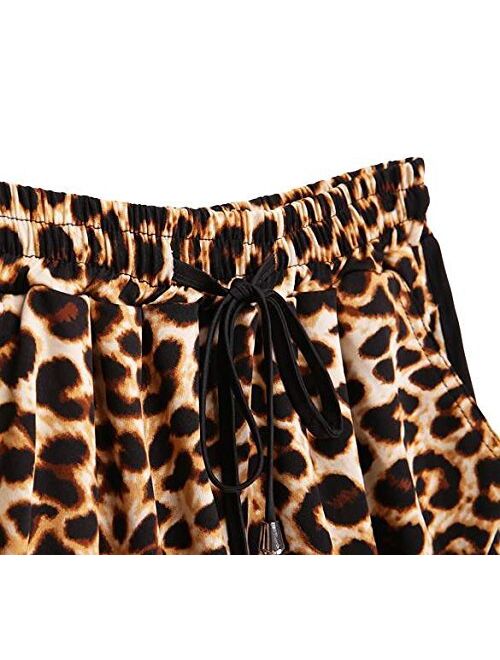 Kafeimali Women's Fashion Summer Leopard Beach Shorts Casual Short Pants