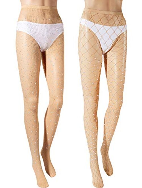 Fishnet Stockings Tights Pantyhose Rhinestone High Waist Stockings for Women