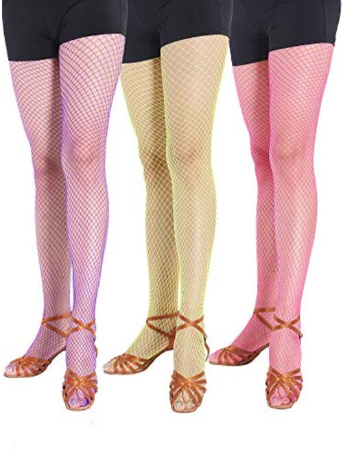 6 Pairs Fishnet Stockings Women's High Waist Fishnet Tights for Girls Ladies (Multicolored, L Hole)