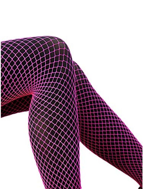 6 Pairs Fishnet Stockings Women's High Waist Fishnet Tights for Girls Ladies (Multicolored, L Hole)