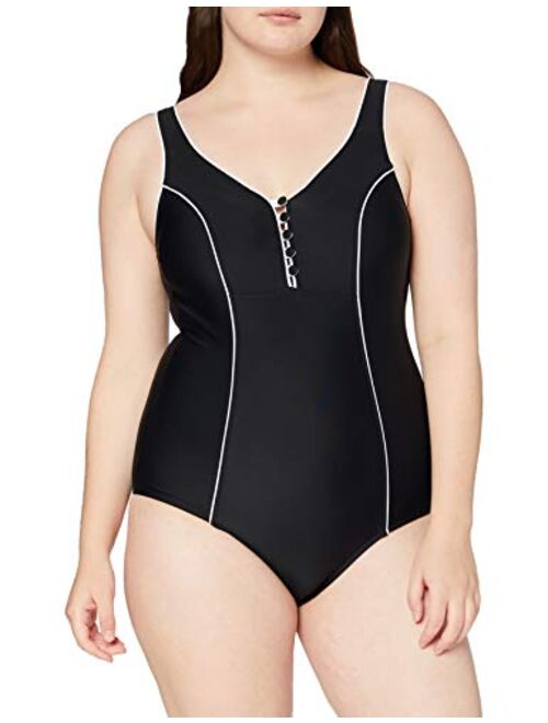 DELIMIRA Women's Deep-V Slimming Bathing Suit Monokini Swimwear One Piece Swimsuit