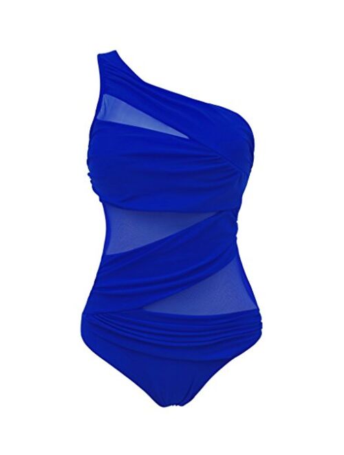 Buy Uniarmoire Womens One Piece Swimsuit Mesh Swimwear Solid Bathing ...