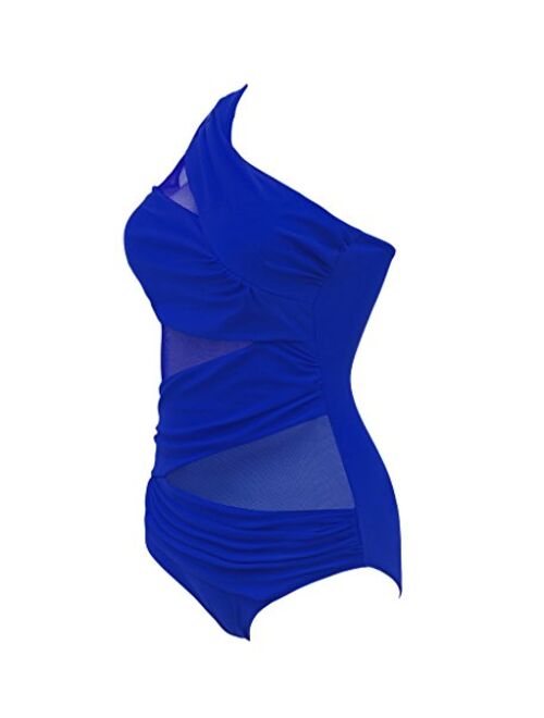 Uniarmoire Womens One Piece Swimsuit Mesh Swimwear Solid Bathing Suit