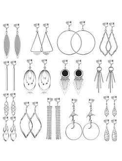 TAMHOO 15 Pairs Wholesale Clip on Earrings for Women Fashion-Celtic Knot Earrings,Long Bar Earrings,Tear Drop Earrings Clip on Hoop Earrings