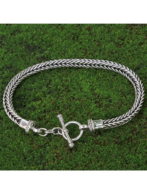 NOVICA .925 Sterling Silver Men's Chain Bracelet, 8"with Toggle Clasp, Dragon Braid'
