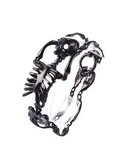 U7 Men Women Personalized Punk Biker Jewelry Stainless Steel/Black / 18K Gold Plated Skull Skeleton/Dragon/Dinosaur Bracelet