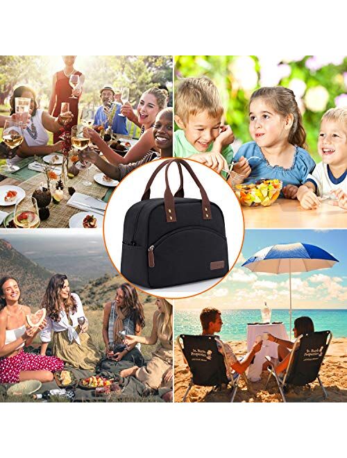 Insulated Lunch Bag with Detachable Shoulder Strap & Carry Handle,Leak Proof Reusable Lunch bag, Eco-friendly Cooler Bag Tote Bag,School Lunch Box for Kids,Men,Women