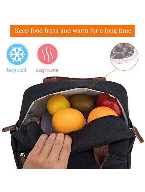 Insulated Lunch Bag with Detachable Shoulder Strap & Carry Handle,Leak Proof Reusable Lunch bag, Eco-friendly Cooler Bag Tote Bag,School Lunch Box for Kids,Men,Women