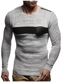 Men's Pullover Knitted Hoodie Sweatshirt Longsleeve Sweater Crew Neck Fine Long Sleeve Slim Fit LN1660