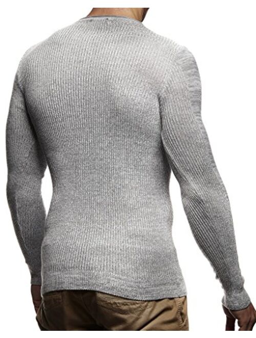 Leif Nelson Men's Pullover Knitted Hoodie Sweatshirt Longsleeve Sweater Crew Neck Fine Long Sleeve Slim Fit LN1660