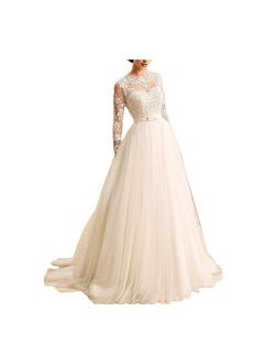 KevinsBridal Women's A-Line Long Sleeves Lace Bridal Gowns