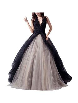 Fair Lady Gothic Black Ball Gown Wedding Dress Halter Beaded Appliques Long Evening Prom Dress 2020