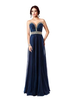 Sarahbridal Juniors Sweetheart Bridesmaid Dresses Chiffon Long Prom Evening Gown Pleated