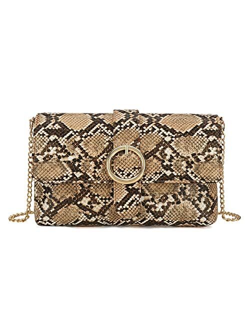 Charming Tailor Snake Clutch Purse with Wrist Strap PU Python Clutch Dress Handbag