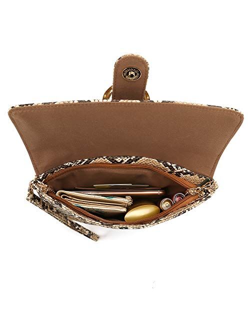 Charming Tailor Snake Clutch Purse with Wrist Strap PU Python Clutch Dress Handbag