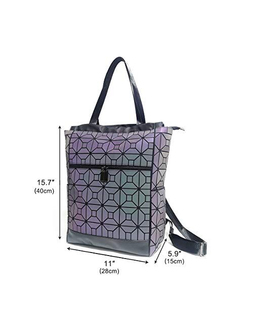 Nolan Beck Geometric Prism Luminous Holographic Iridescent Light Reflective Color Change Backpack Handbag