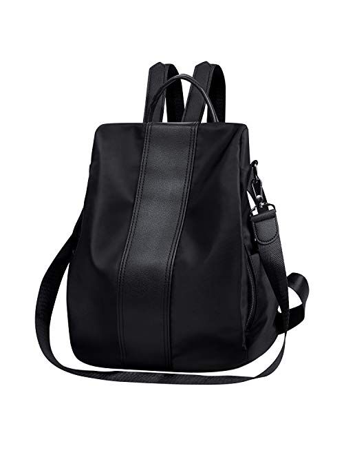 Women Backpack Purse Nylon Fashion Black Backpack Women Lightweight Anti Theft Backpack Rucksack Small Purses for Women Girls Ladies Shoulder Bags Casual Small Daypacks