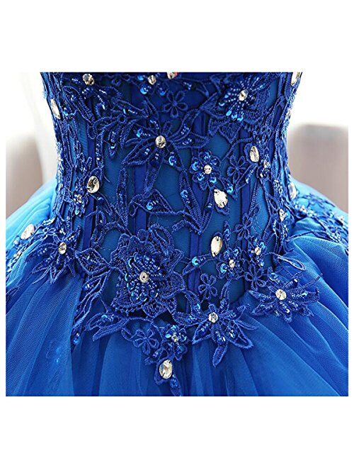 Prom Dress Long Ruffles Ball Gown Long Quinceanera Dresses Strapless Lace Beaded Prom Dress Princess Gowns