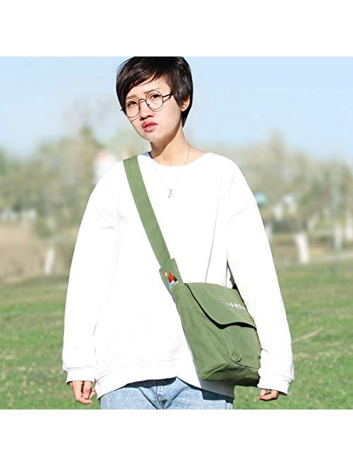 Togood Simple And Clean Canvas Crossbody Bag Casual Shoulder Bag Hobo Bags Fashion Unisex Student Bag