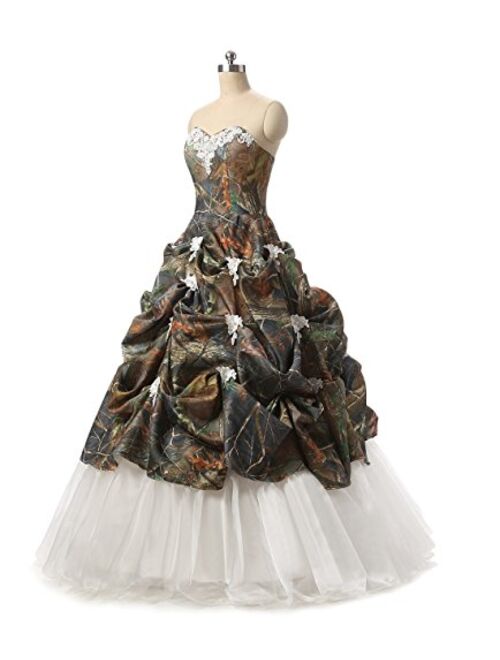 Chupeng Women's s Camouflage Satin Wedding Bridal Dress Prom Ball Gowns