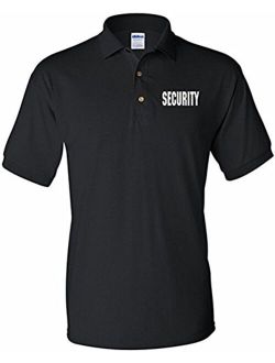 Peerless Embroidery Security Silkscreen Front & Back Black Sport Polo
