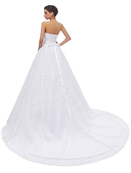 Likedpage Women's Ball Gown Lace Bridal Wedding Dresses