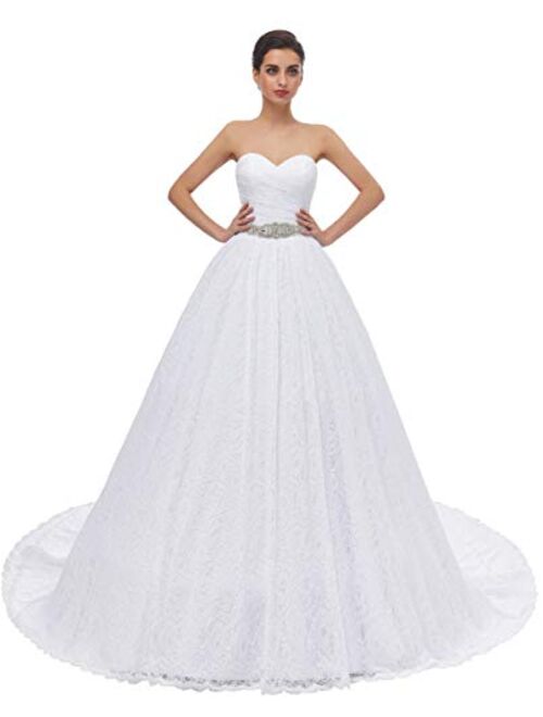 Likedpage Women's Ball Gown Lace Bridal Wedding Dresses