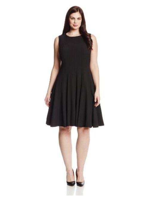 Calvin Klein Women's Plus-Size Sleeveless Solid Fit-and-Flare Dress