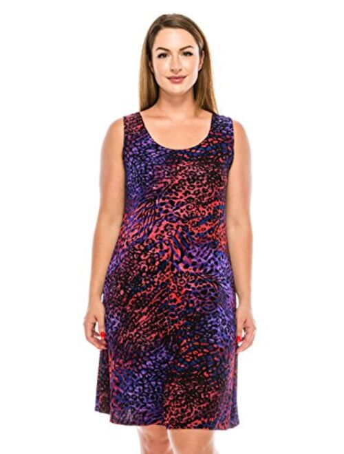 Jostar Women's Stretchy Missy Tank Dress Print Plus