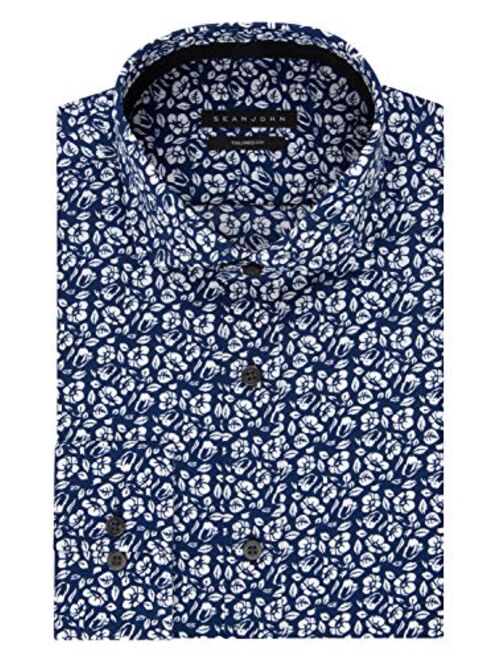 Sean John Men's Regular Fit Print Spread Collar Dress Shirt