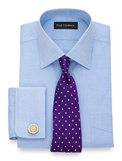 Paul Fredrick Men's Pinpoint Windsor Spread Collar French Cuff Dress Shirt
