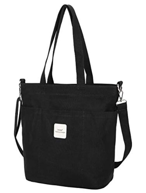 Iswee Canvas Women Shoulder Bag Casual Tote Bag Top Handle Bag Cross-body Handbags