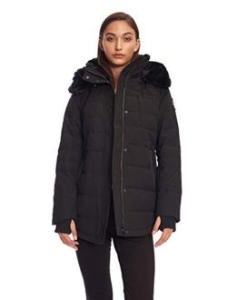 Alpine North Womens Down Short Winter Parka with Faux Fur