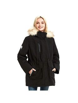Ajoite Women's Down Windproof Thicken Outdoor ski Jacket, Waterproof Zipper Closure, Hooded with Fur Trim, Relaxed Fit