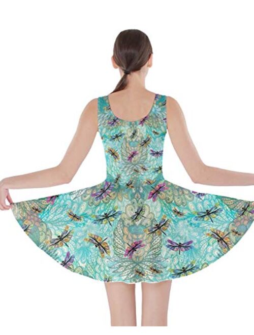 CowCow Womens Watercolor Beetles Insect Bee Butterfly Butterflies Bugs Dragonfly Skater Dress, XS-5XL
