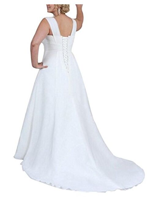 SlenyuBridal Plus Size Wedding Gown Strap Chiffon 2020 Wedding Dresses for Women
