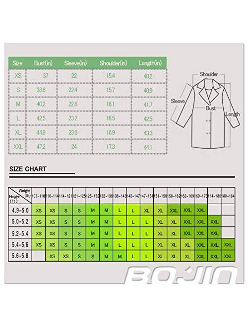 BOJIN Women's Wool Coat Winter Classic Trench Wool Blend Top Pea Coat Double Breasted Long Sleeve with Belt Doll Collar