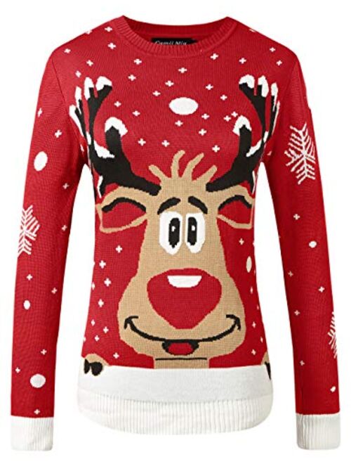 Camii Mia Women's Xmas Party Crew Neck Pullover Ugly Christmas Sweater