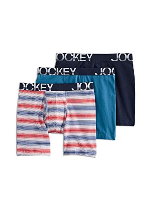 Jockey Men's Underwear ActiveStretch Midway Brief - 3 Pack, True Navy/Patriot Stripe/Lake Blue, L