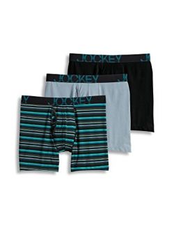 Men's Underwear ActiveStretch Midway Brief - 3-Pack, Black/Green Stripe/Silver Line Blue, M