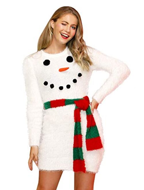 Spadehill Womens Christmas Cable Knit Long Sleeve Sweater Dress