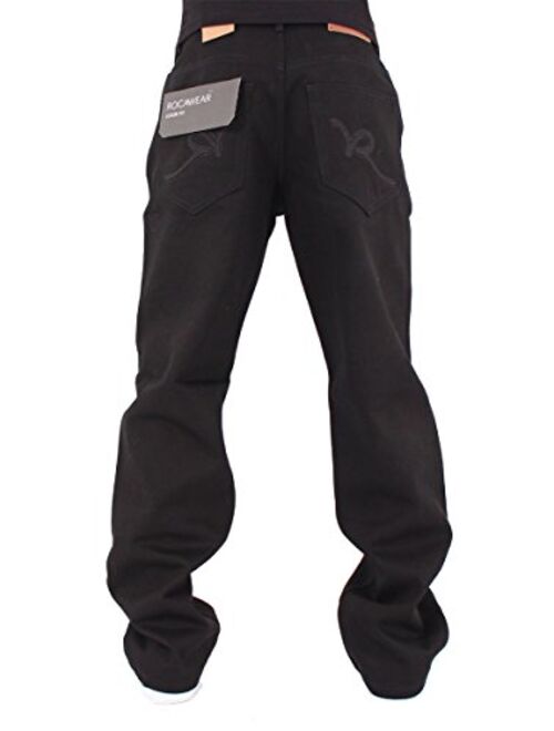 Rocawear Men's Double R Denim Loose Fit Jeans, Black
