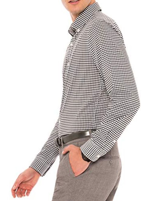 Dry Fit Button Down Shirts for Men - Performance Slim Fit Casual Shirts - Plaid