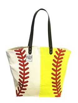 Baseball Softball Canvas Tote Bag Handbag Large Oversize Sports 20 x 17 Inches Cocomo Soul
