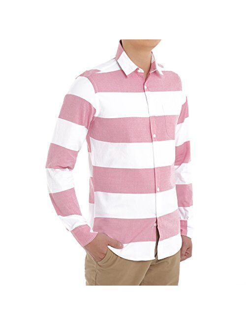 Men's Regular Fit Solid Color Oxford CasualButton Down Dress Shirt